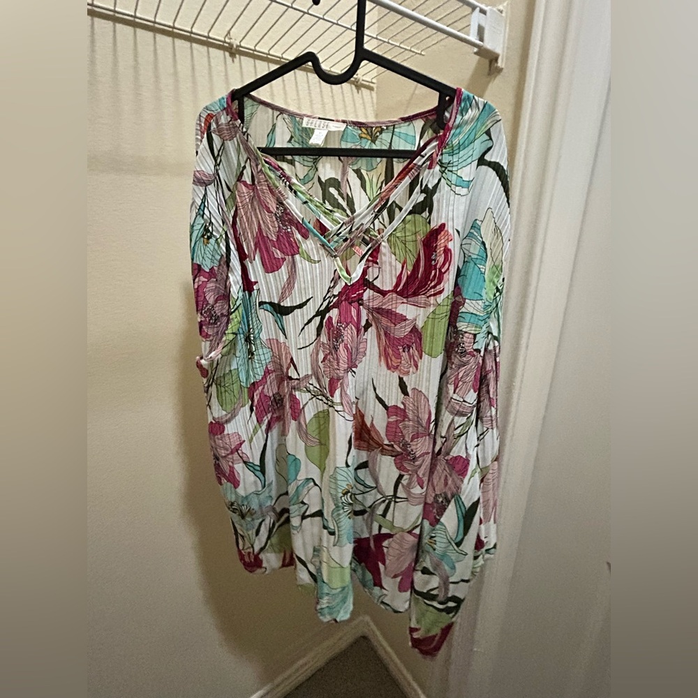 Spense Floral V-Neck Top - Multicolor